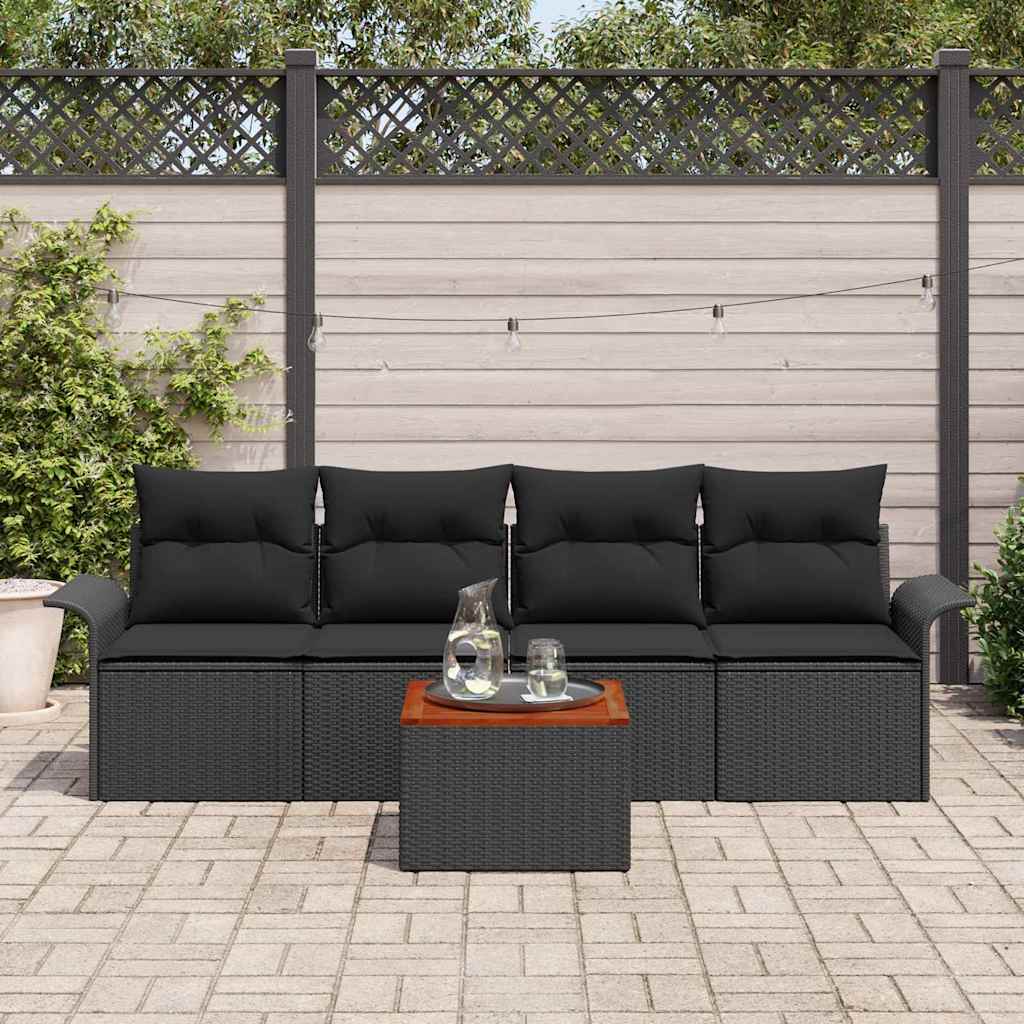 vidaXL Tuinbank Set met opslag 5 pcs Zwart en Crème poly rattan