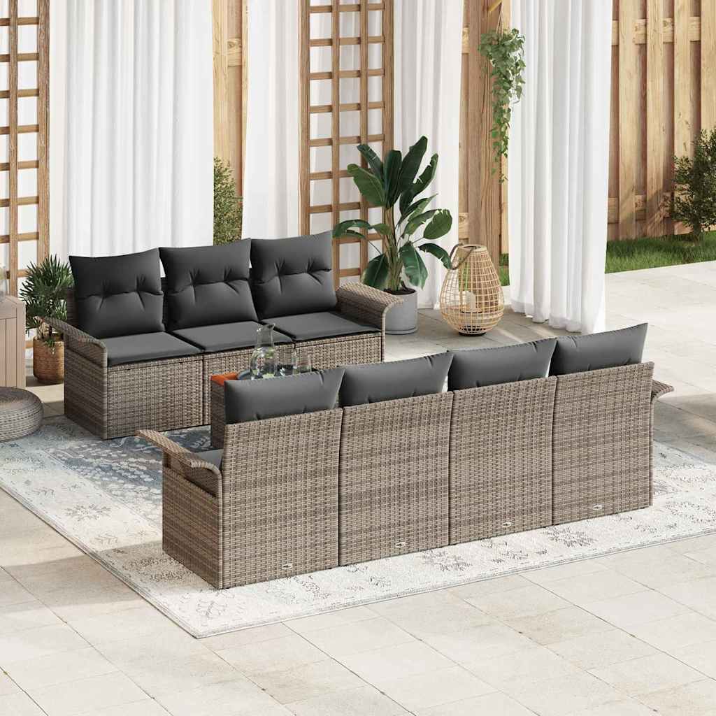 vidaXL Tuinbank Set met opslag 8 pcs Zwart en Crème poly rattan