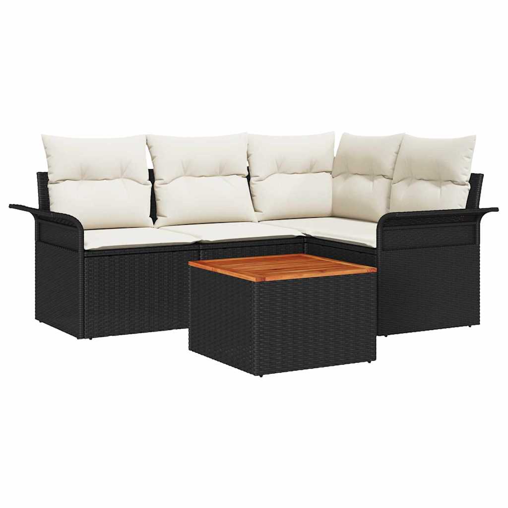vidaXL Tuinbank Set met opslag 5 pcs Zwart en Crème poly rattan