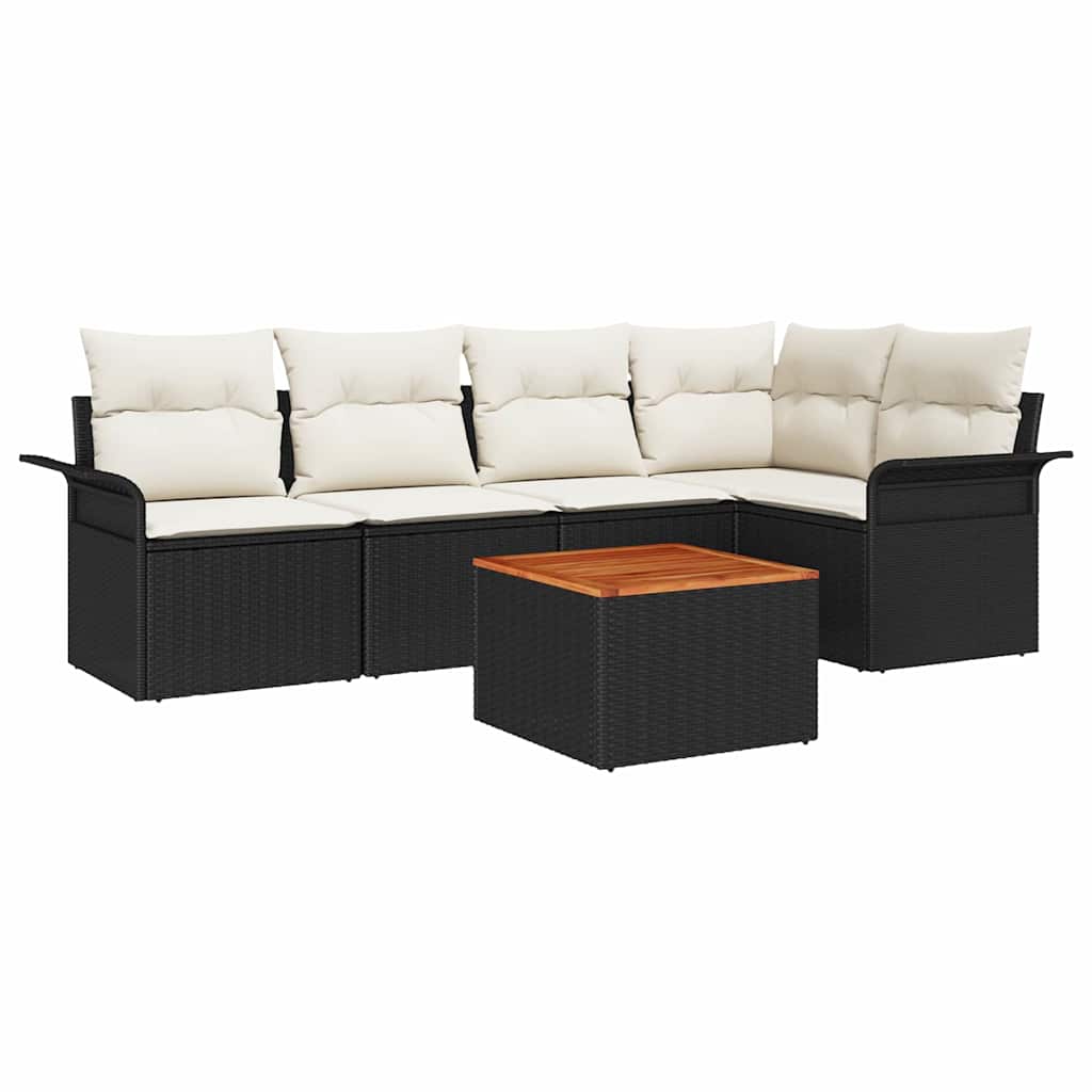 vidaXL Tuinbank Set met opslag 6 pcs Zwart en Crème poly rattan