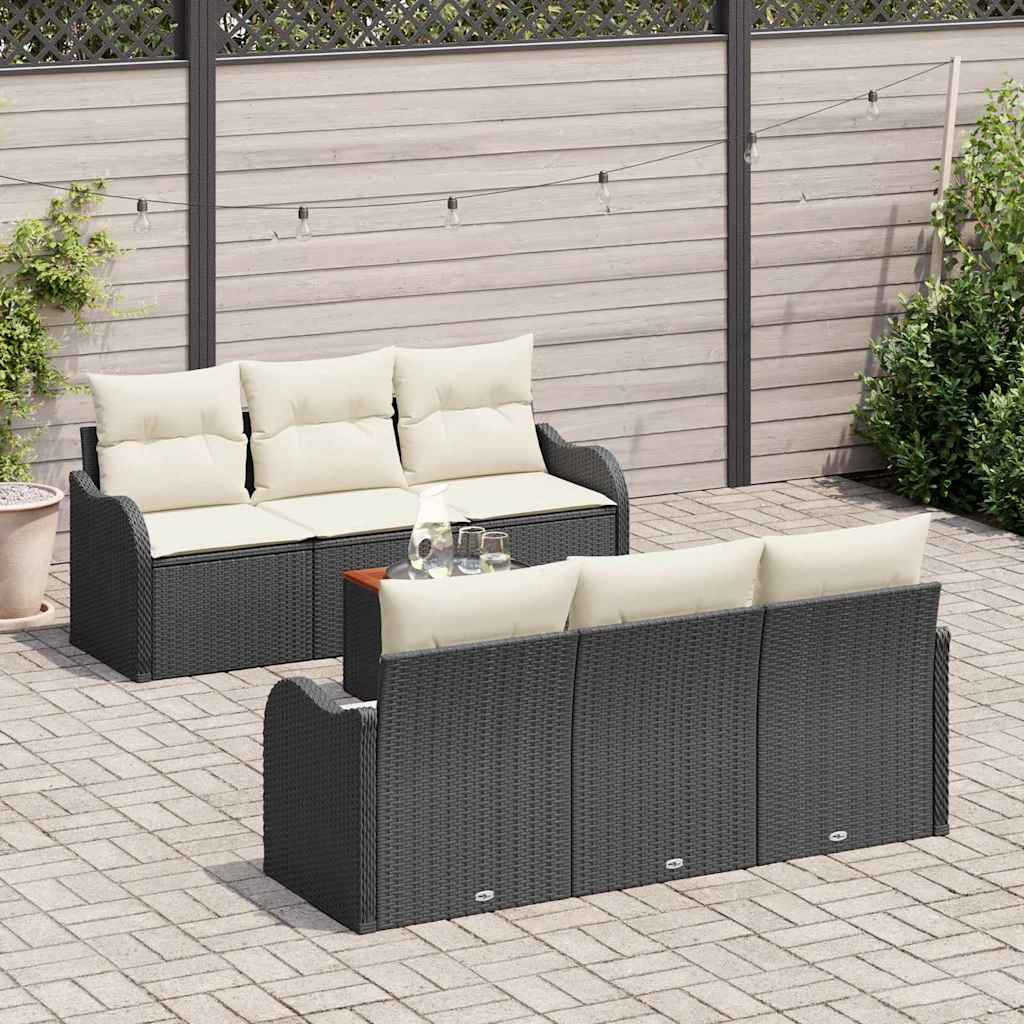 vidaXL Tuinbank Set met opslag 7 pcs Zwart en Crème poly rattan