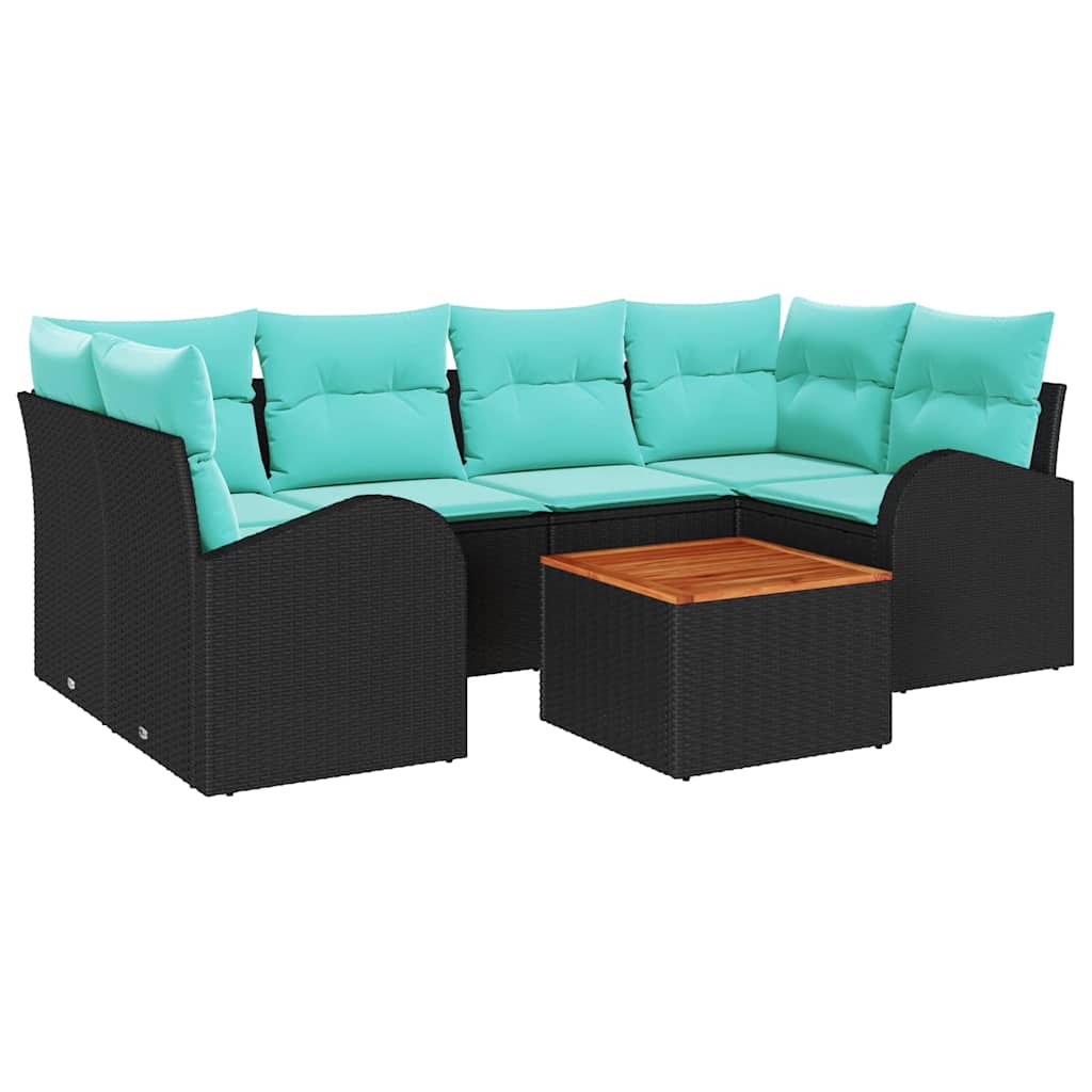 vidaXL Garden Storage Bench Set 7 pcs Black and Turquoise poly rattan