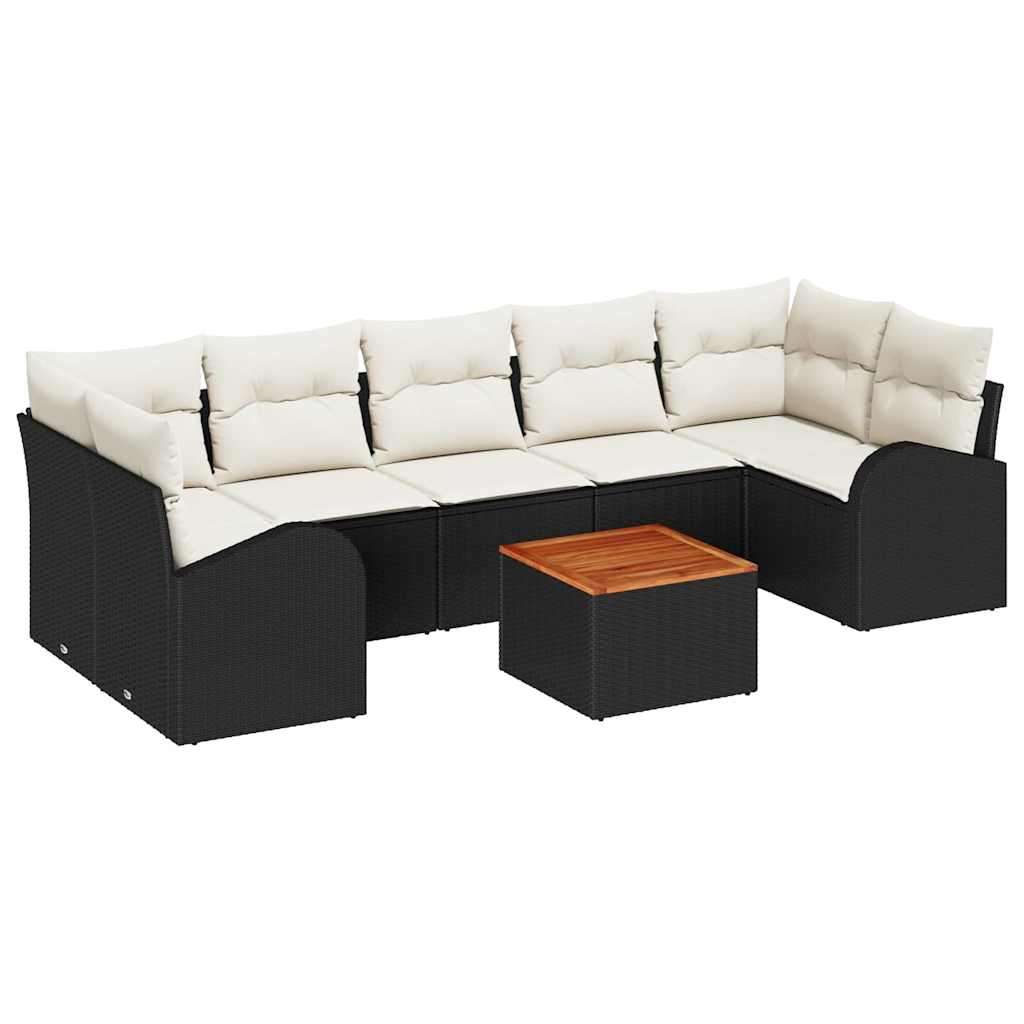 vidaXL Tuinbank Set met opslag 8 pcs Zwart en Crème poly rattan