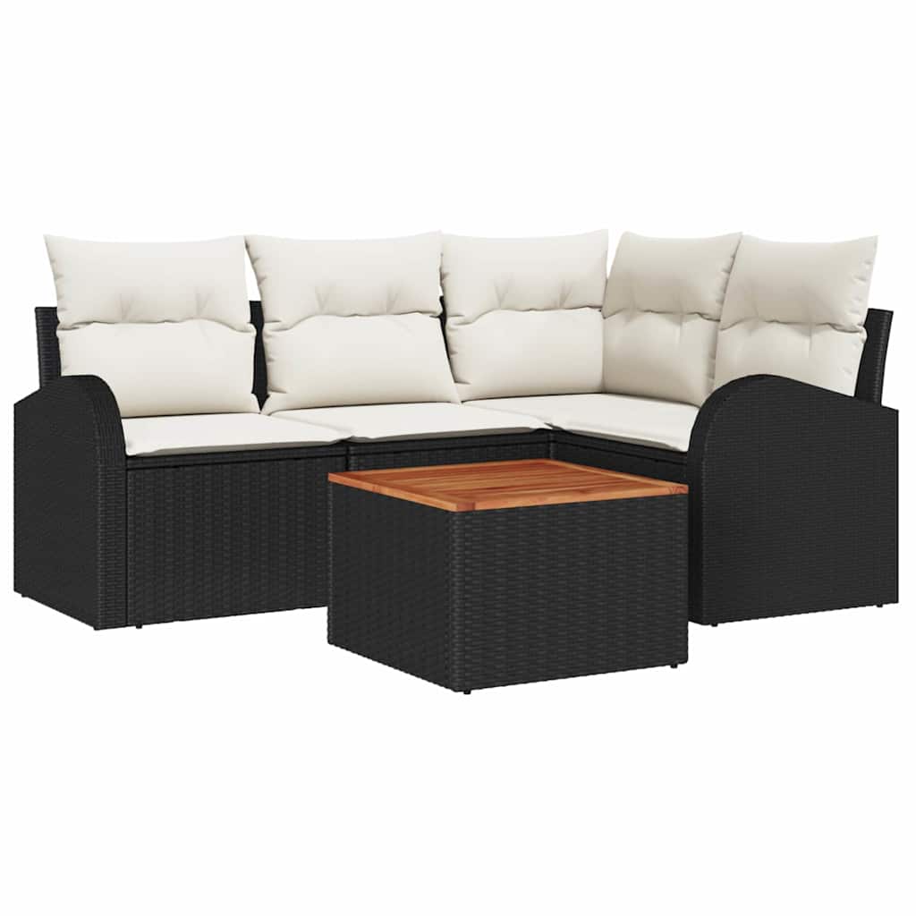vidaXL Tuinbank Set met opslag 5 pcs Zwart en Crème poly rattan