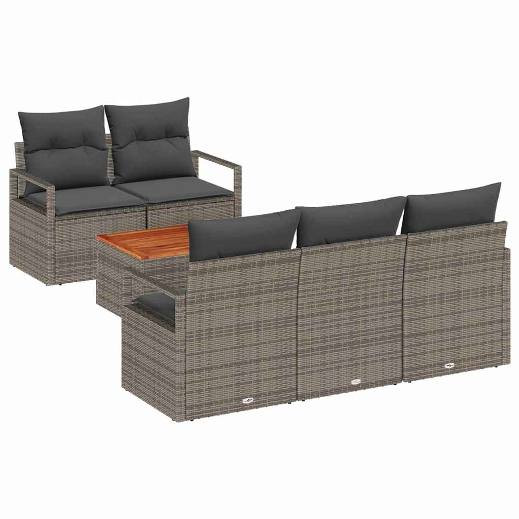 vidaXL Tuinbank Set met opslag 6 pcs Zwart en Crème poly rattan