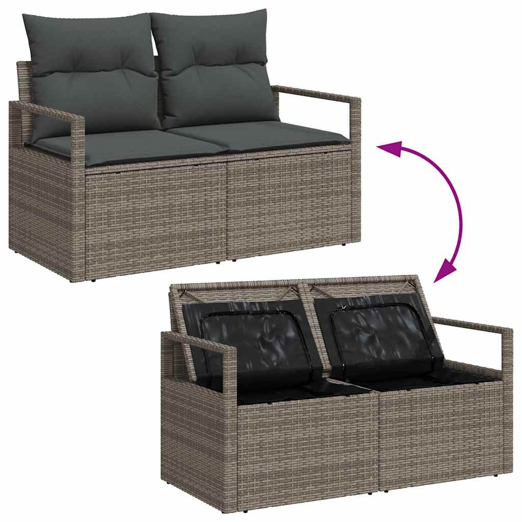 vidaXL Tuinbank Set met opslag 6 pcs Zwart en Crème poly rattan