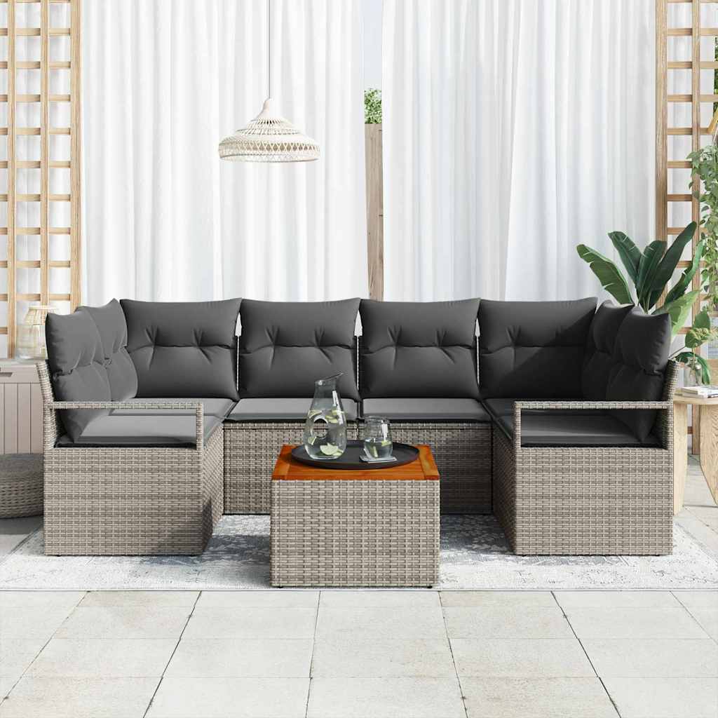 vidaXL Tuinbank Set met opslag 7 pcs Zwart en Crème poly rattan