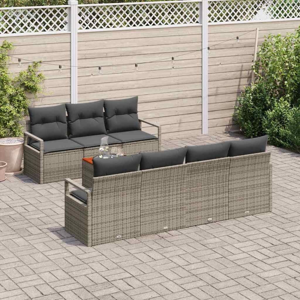 vidaXL Tuinbank Set met opslag 8 pcs Zwart en Crème poly rattan