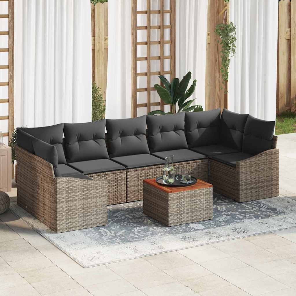 vidaXL Tuinbank Set met opslag 8 pcs Zwart en Crème poly rattan