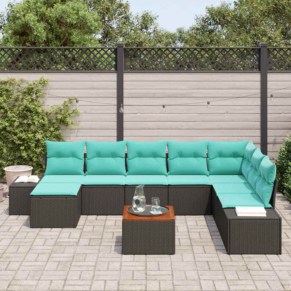 vidaXL Tuinbank Set 9 st Zwart en turkoois