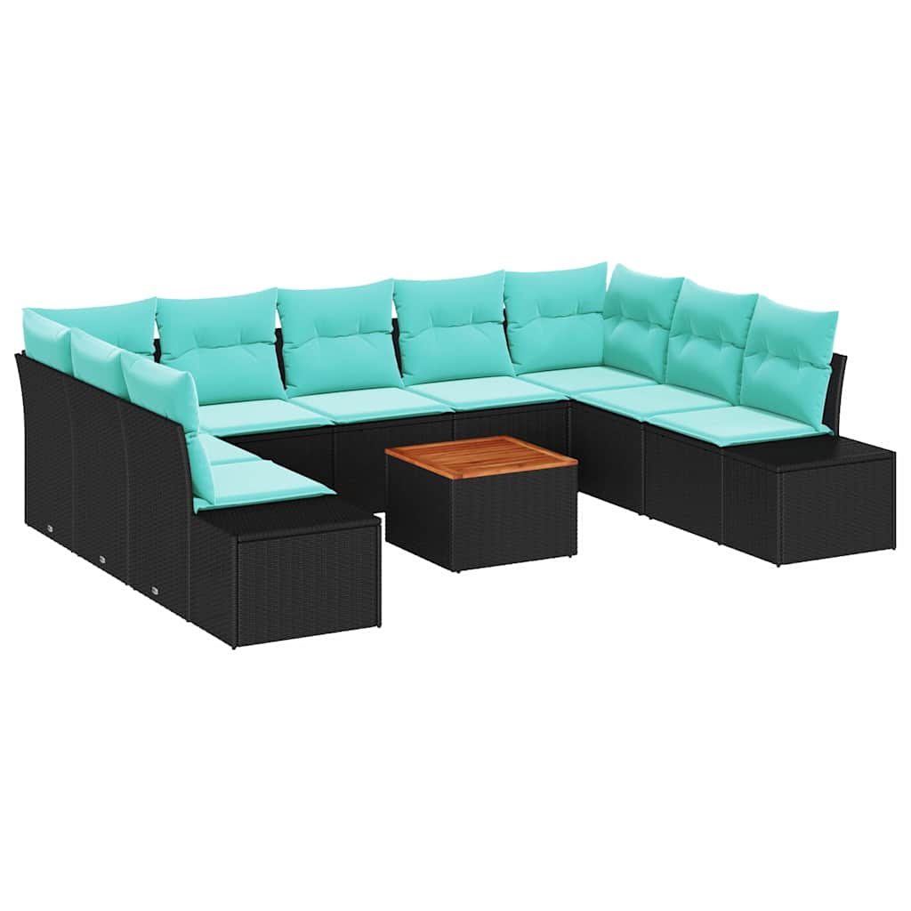 vidaXL Tuinbank Set 10 st Zwart en turkoois