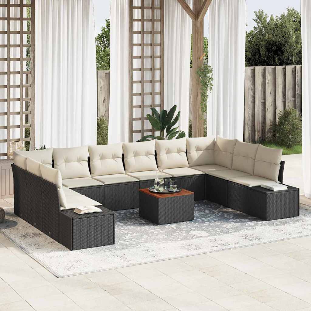 vidaXL Tuinbank Set 11 pcs Zwart en wit