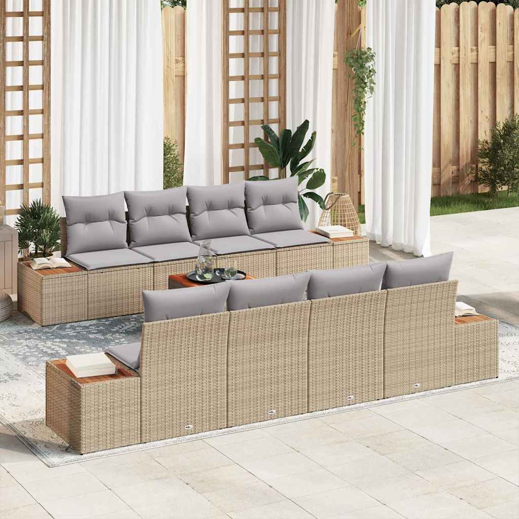 vidaXL Tuinbank Set met kussen met opslag 9 pcs Zwart Poly rattan