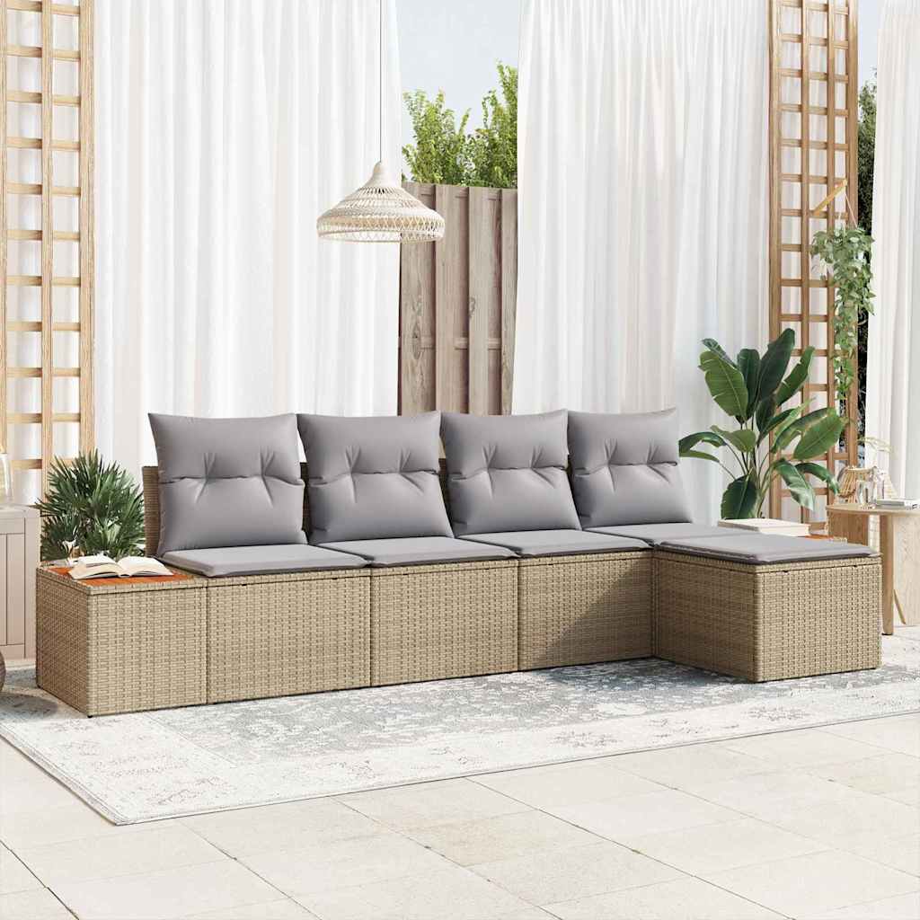 vidaXL Tuinbank Set met kussen 6 pcs Zwart en Crème Polyrattan