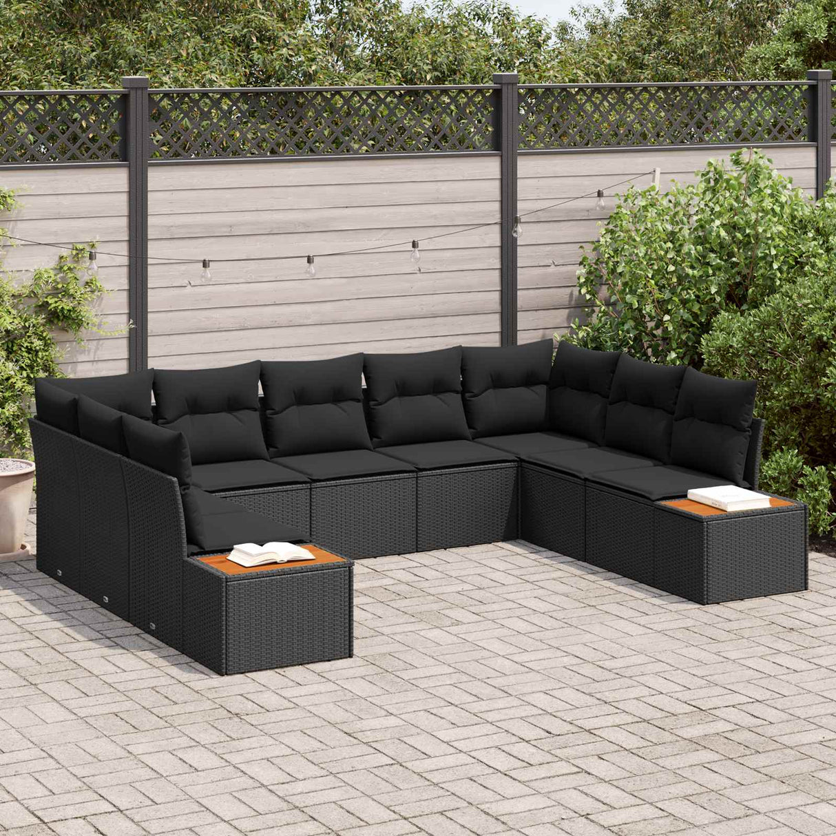 vidaXL Tuinbank Set met kussen 5 pcs Zwart en Crème Polyrattan