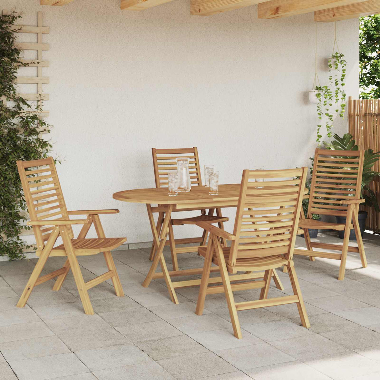 vidaXL Tuin Eettafel Set 5 pcs Bruin Massief Teakhout