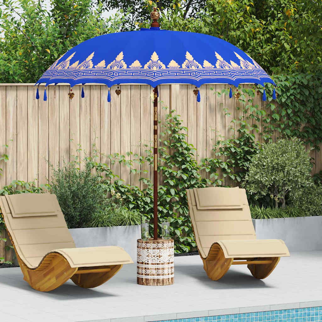 vidaXL Balinese Parasol with Base Blue 185 x 185 x 260 cm Cotton