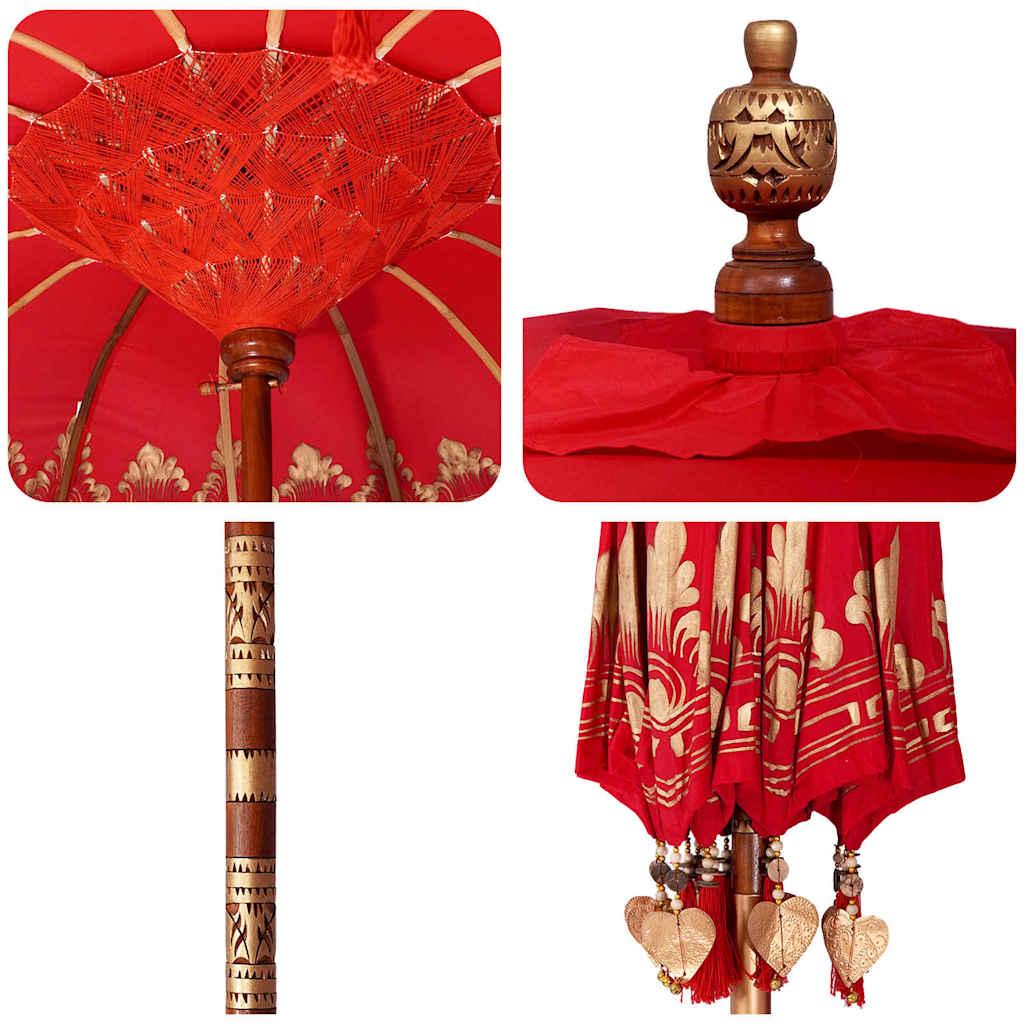 vidaXL Balinese parasol met basis Rood 185 x 185 x 260 cm Katoen