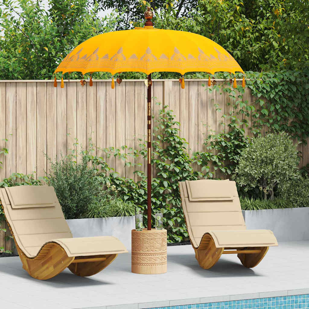 vidaXL Balinese parasol met basis Geel 185 x 185 x 260 cm Katoen
