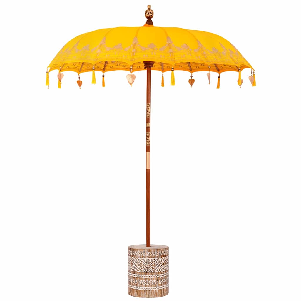 vidaXL Balinese parasol met basis Geel 185 x 185 x 260 cm Katoen