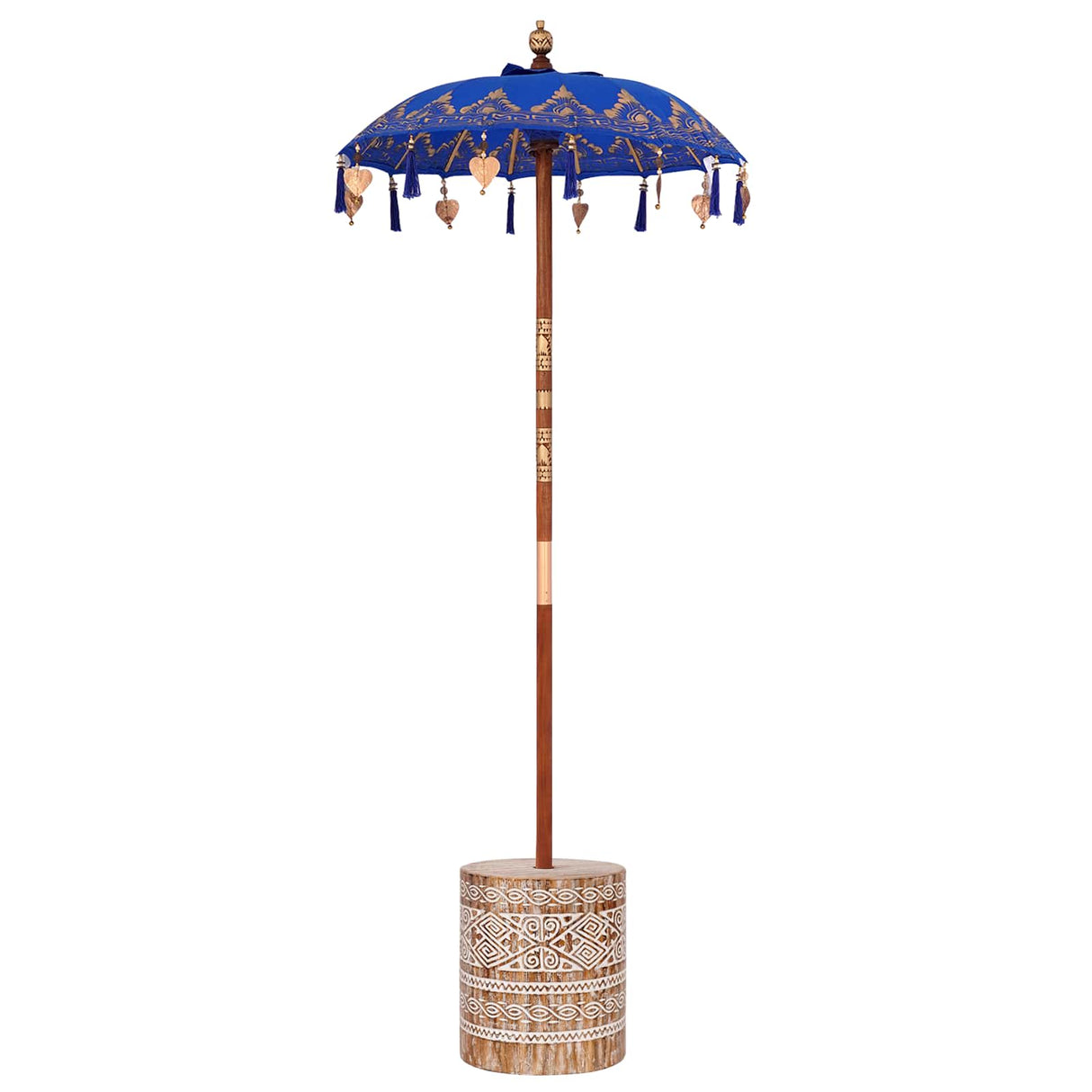 vidaXL Balinese parasol met basis Blauw 95 x 95 x 260 cm Katoen