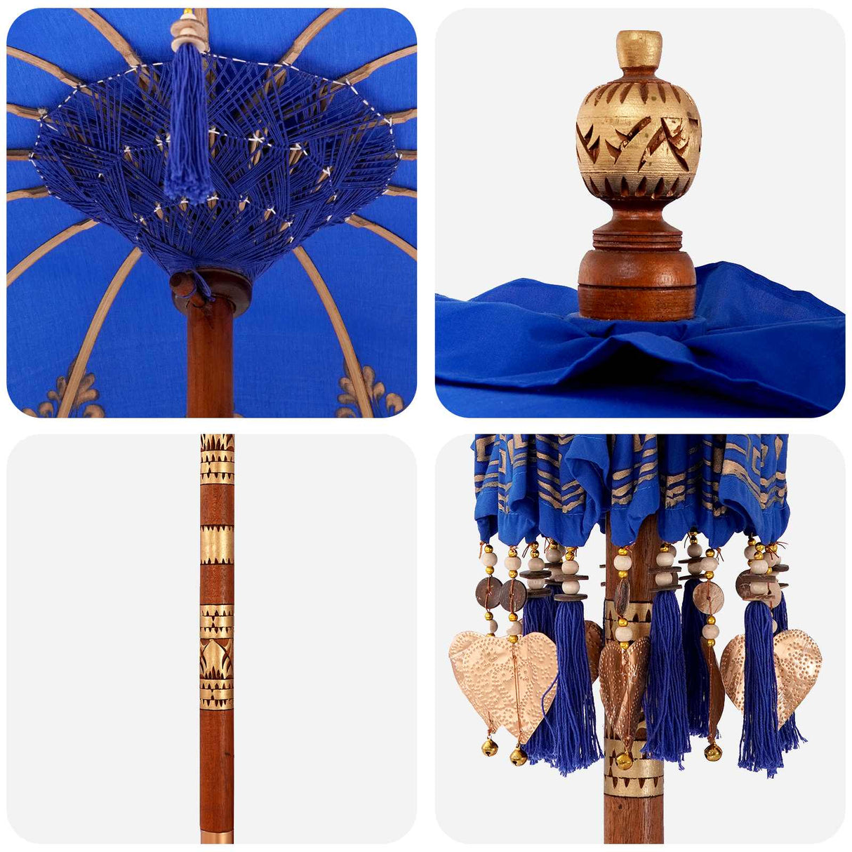 vidaXL Balinese parasol met basis Blauw 95 x 95 x 260 cm Katoen