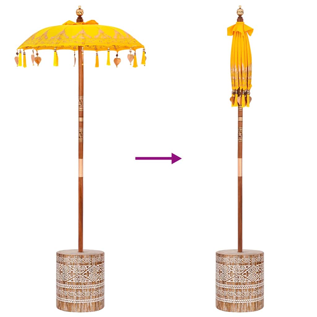 vidaXL Balinese parasol met basis Geel 95 x 95 x 260 cm Katoen