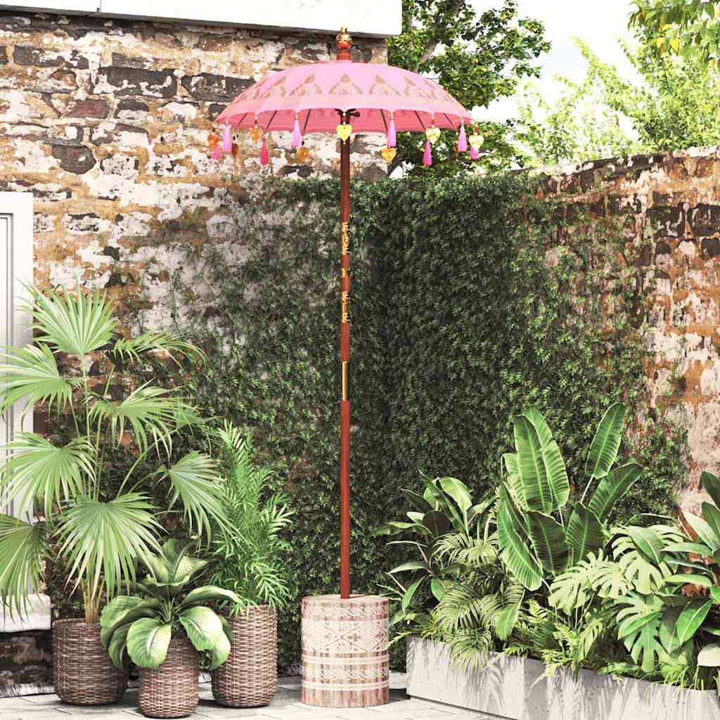 vidaXL Balinese parasol met basis Roze 95 x 95 x 260 cm Katoen
