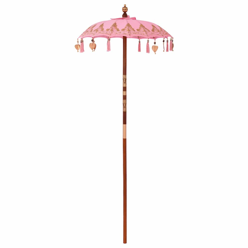 vidaXL Balinese parasol met basis Roze 95 x 95 x 260 cm Katoen