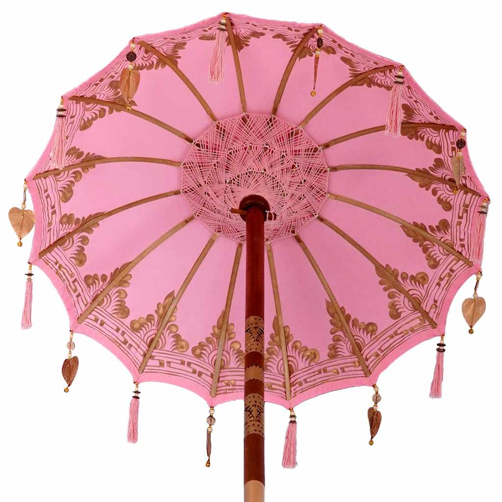 vidaXL Balinese parasol met basis Roze 95 x 95 x 260 cm Katoen
