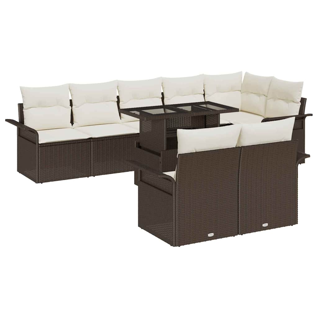 vidaXL Tuinbank Set met kussen met opslag 9 pcs Zwart Poly rattan