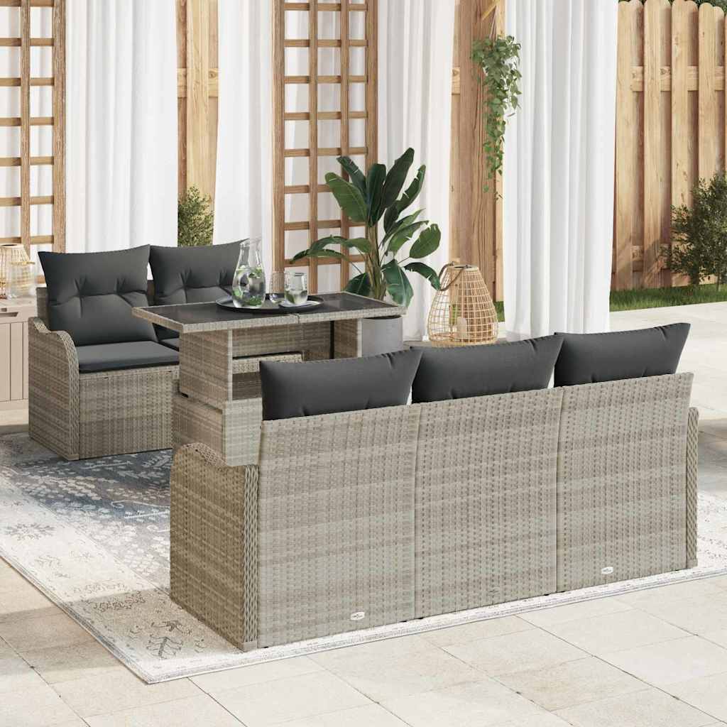 vidaXL Garden Sofa Set with Cushions 6 pcs Black Poly Rattan