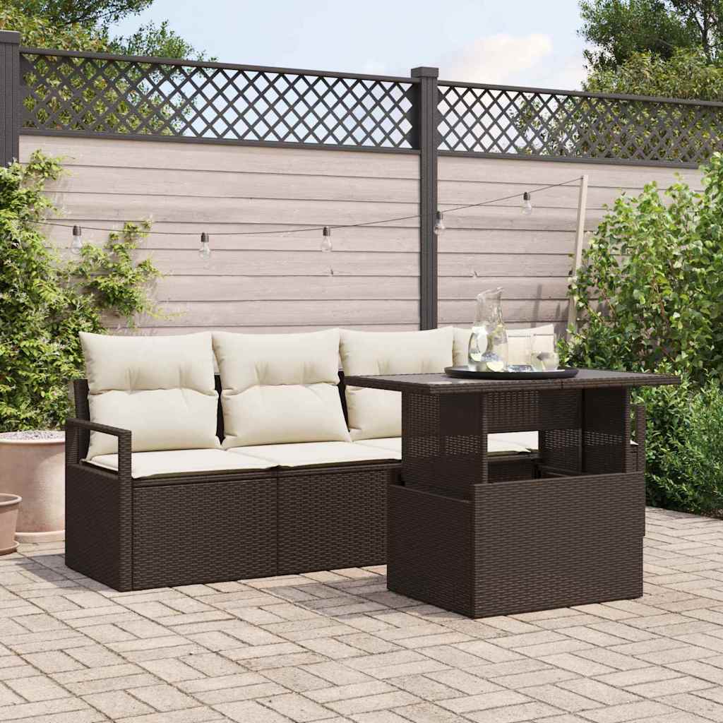 vidaXL Tuinbank Set met opslag 5 pcs Zwart Poly rattan