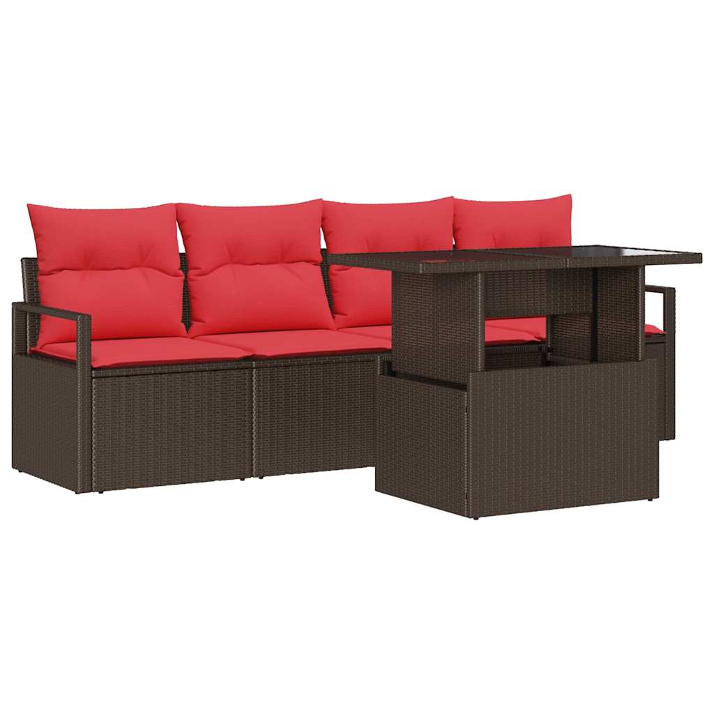 vidaXL Tuinbank Set met opslag 5 pcs Bruin Poly rattan