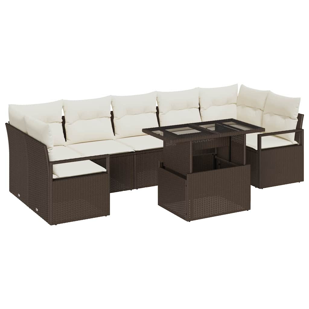 vidaXL Garden Bench Set with Storage 8 pcs Black Poly Rattan