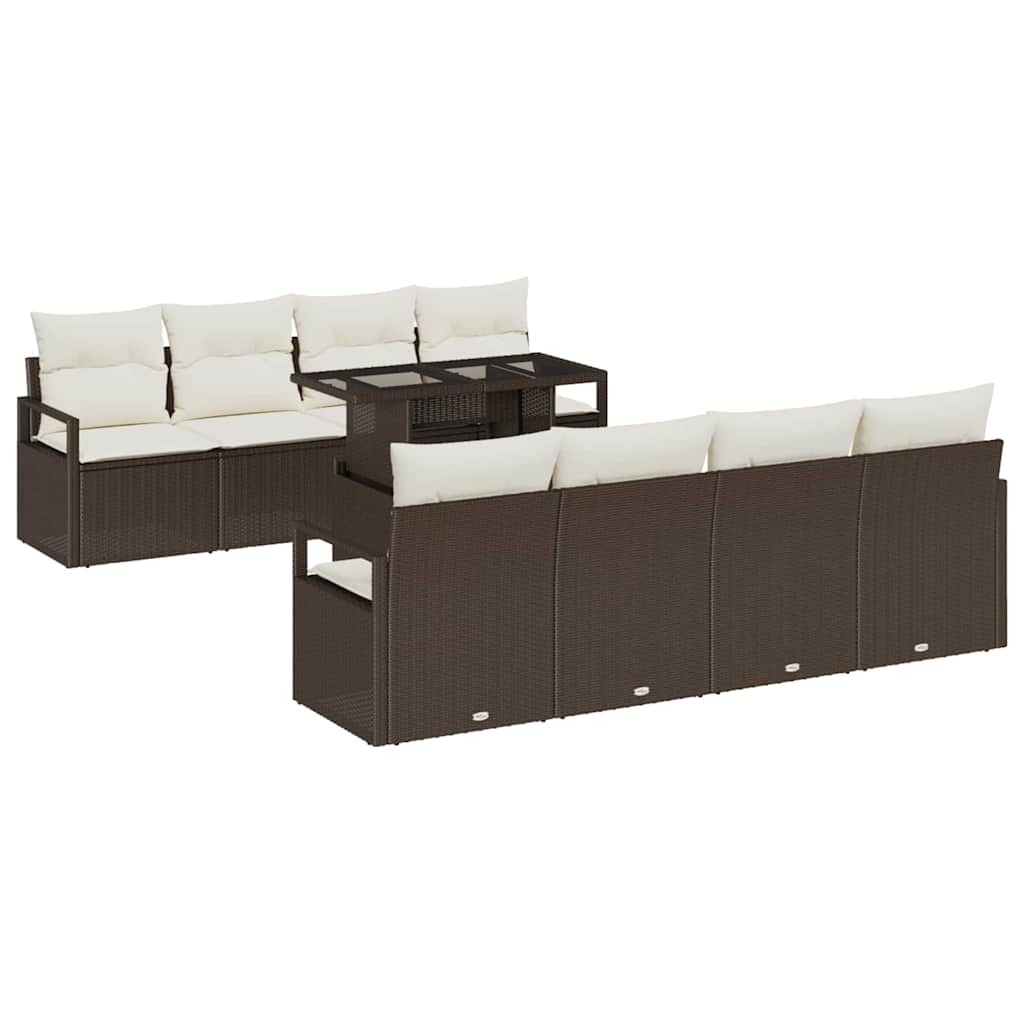 vidaXL Garden Lounge Set with Storage 9 pcs Black Poly Rattan