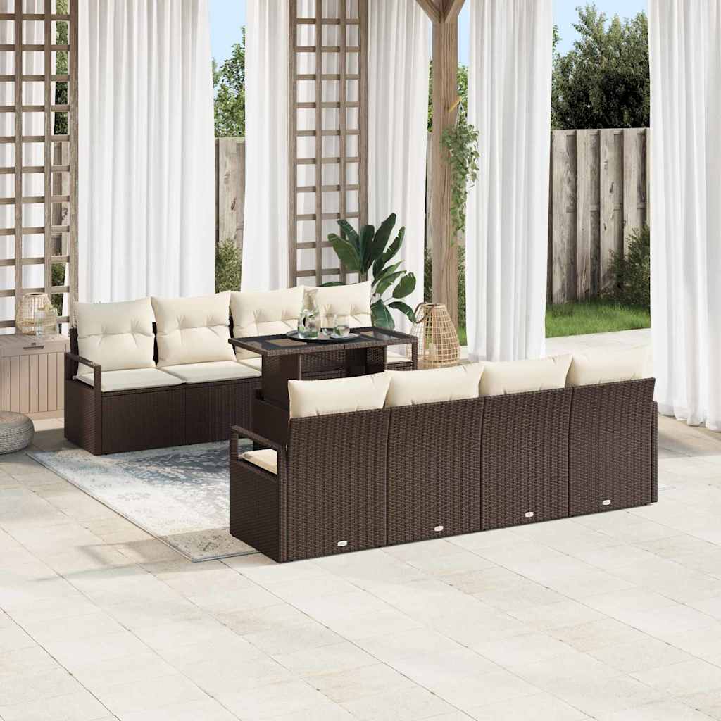 vidaXL Garden Lounge Set with Storage 9 pcs Black Poly Rattan