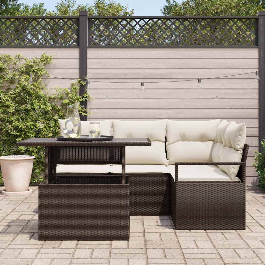 vidaXL Tuinbank Set met opslag 5 pcs Zwart Poly rattan