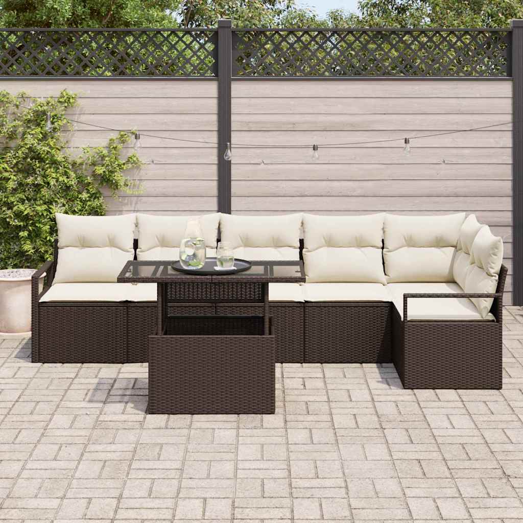 vidaXL Tuinbank Set met opslag 7 pcs Zwart Poly rattan