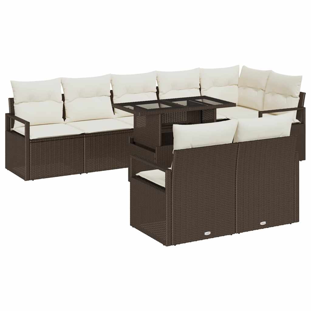 vidaXL Tuinbank Set met opslag 9 pcs Zwart Poly rattan