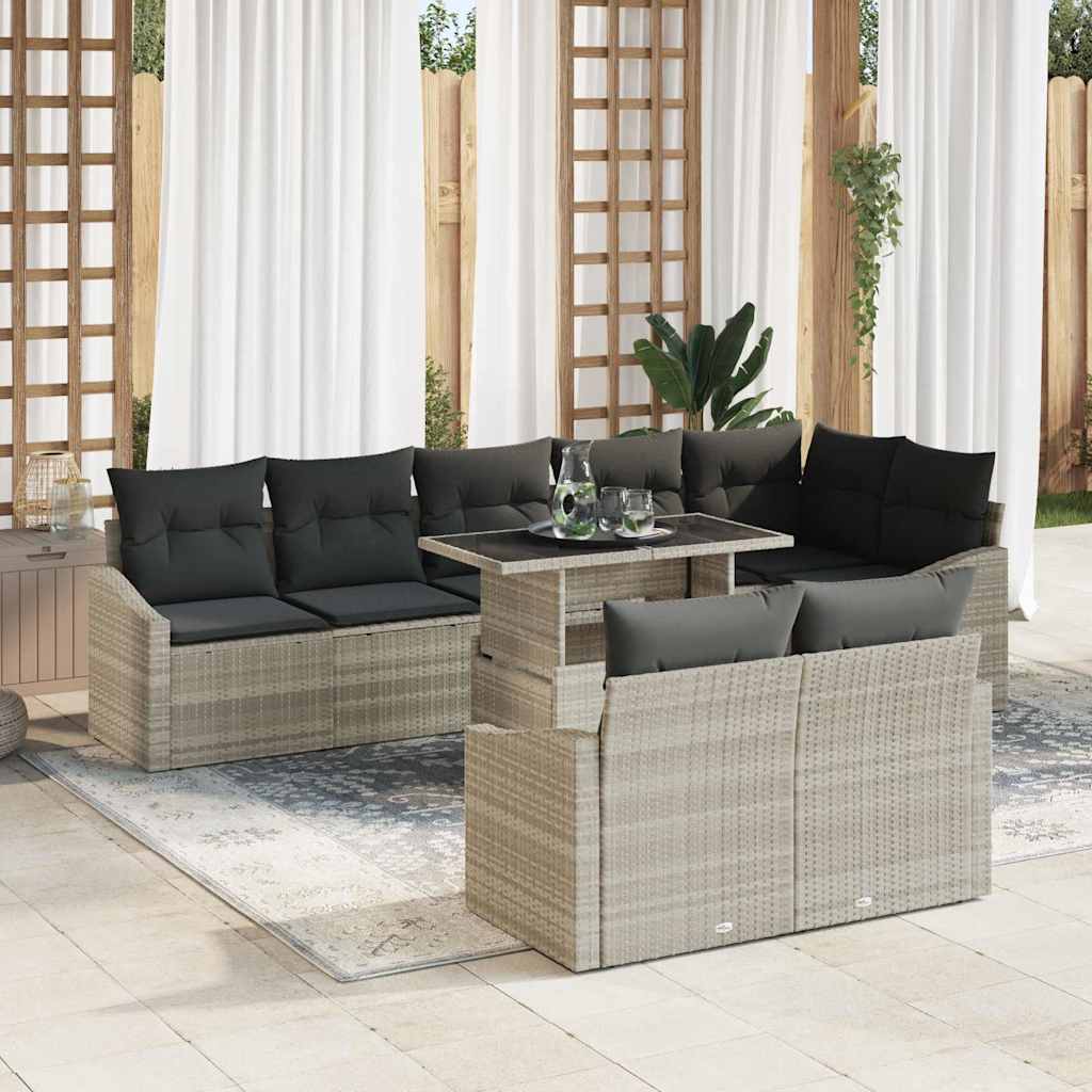 vidaXL Garden Bench Set with Cushion with Storage 9 pcs Black and Cream