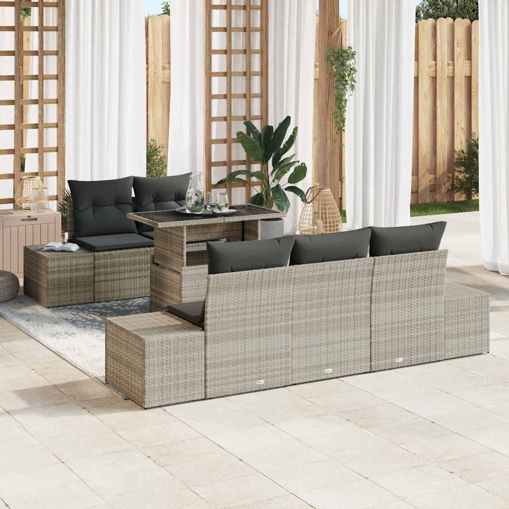 vidaXL Tuinbank Set met kussen met opslag 6 pcs Zwart en Crème