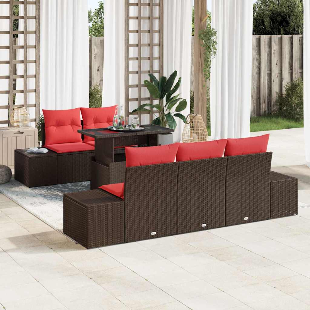 vidaXL Tuinbank Set 6 st 5-Aantal zitplaatsen Bruin en Rood