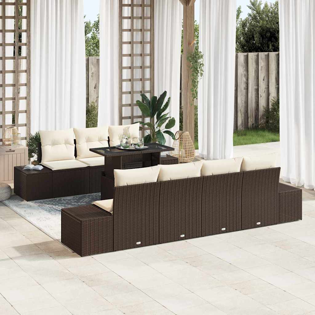 vidaXL Garden Bench Set with Cushion 8 pcs Black and Cream
