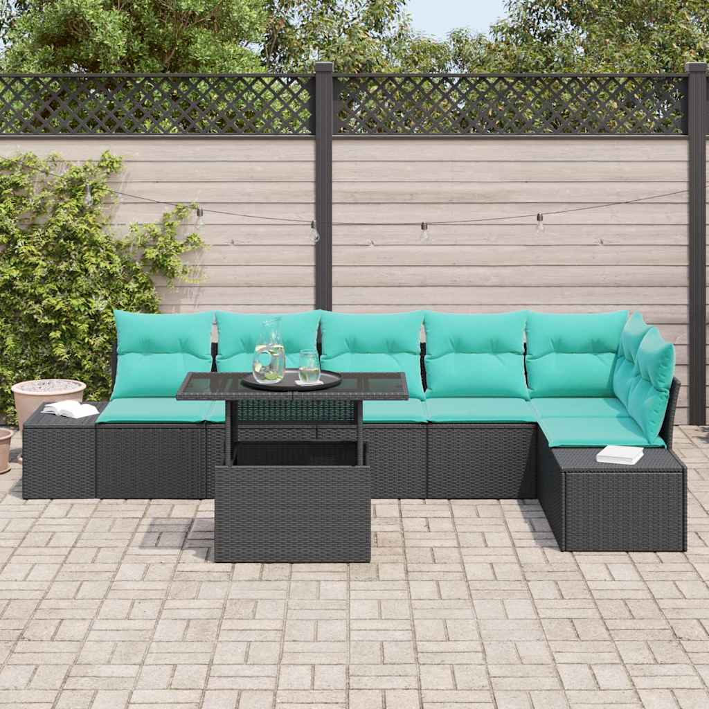 vidaXL Tuinbank Set 7 st Bruin poly rattan
