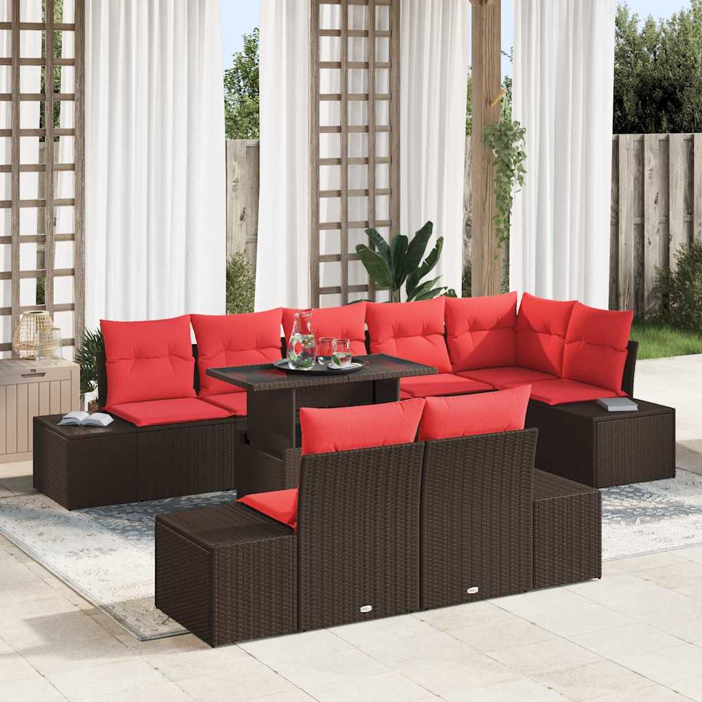 vidaXL Tuinbank Set 9 st Bruin poly rattan
