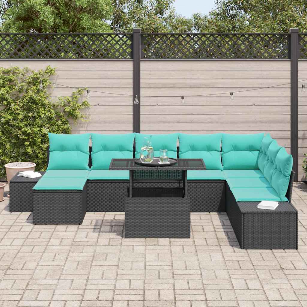 vidaXL Tuinbank Set 9 st Bruin poly rattan