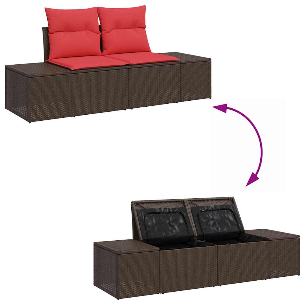 vidaXL Tuinbank Set 10 st Bruin poly rattan
