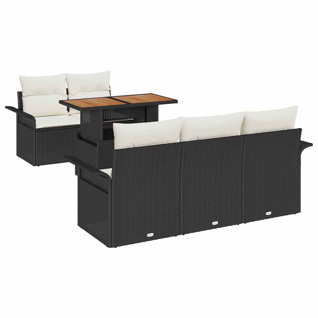 vidaXL Tuinbank Set met opslag 6 pcs Zwart Poly rattan