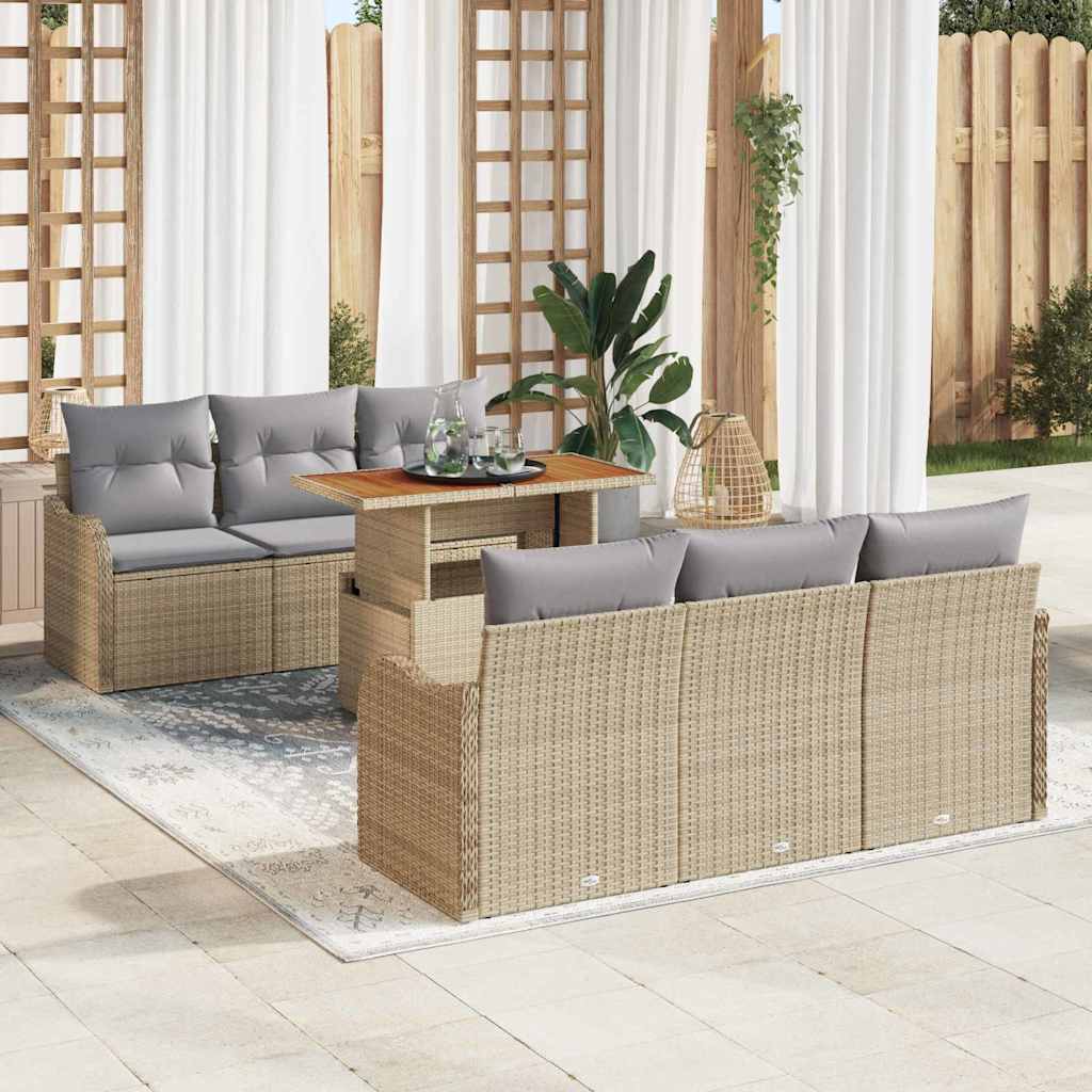 vidaXL Tuinbank Set met opslag 7 pcs Zwart Poly rattan